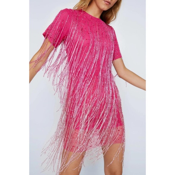 Nasty Gal Dresses & Skirts - Nasty Gal Tassel Beaded Mini Shift Dress NWT